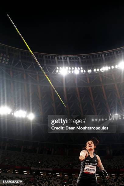 Holly Robinson of Team New Zealand throws to win the gold medal as she competes in the Women's Javelin - F45 on day 10 of the Tokyo 2020 Paralympic...