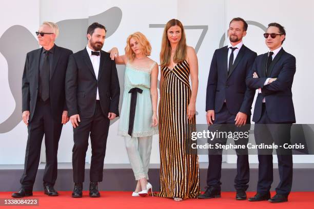 Paul Webster, Director Pablo Larraín, Kristen Stewart, Janine Jackowski, Jonas Dornbach and Juan de Dios Larraín attend the red carpet of the movie...