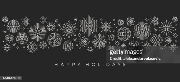 holiday snowflake border - black and white christmas stock illustrations