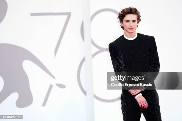 Timothée Chalamet attends the red carpet of the movie "Dune" during the 78th Venice International Film Festival on September 03, 2021 in Venice,...