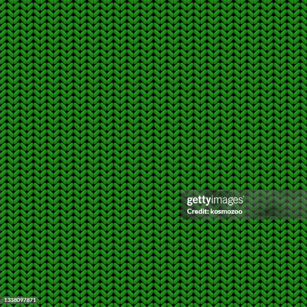 stockillustraties, clipart, cartoons en iconen met green seamless vector knitted background - wool textures