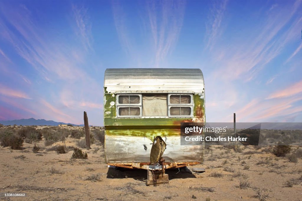 Vintage Trailer in Desert