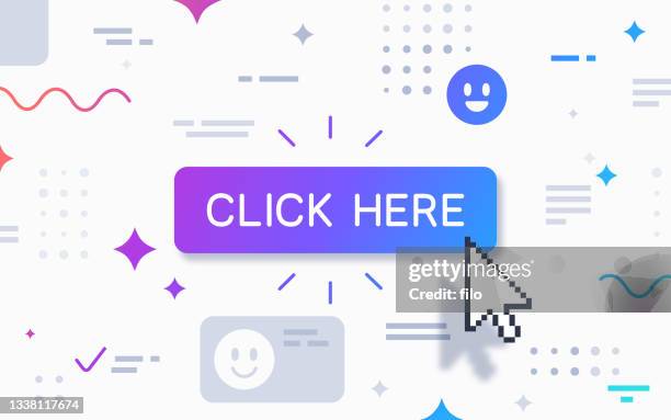 click here button - digital marketing services stock illustrations