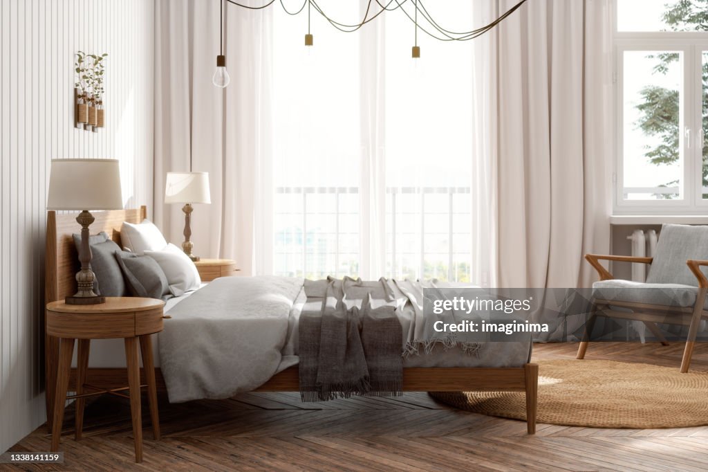 Skandinavisches Schlafzimmer Interieur