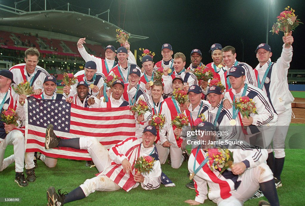 Team USA celebrates after the medal ceremony