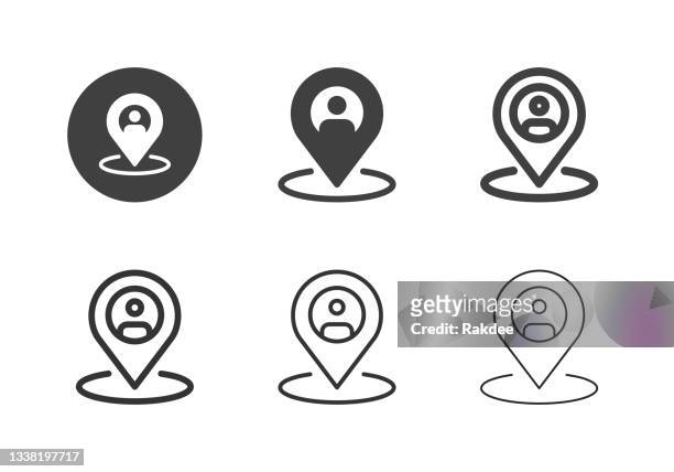 people tracking icons - multi series - human interest stock illustrations