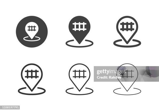 railroad crossing icons - multi series - tourist train stock illustrations
