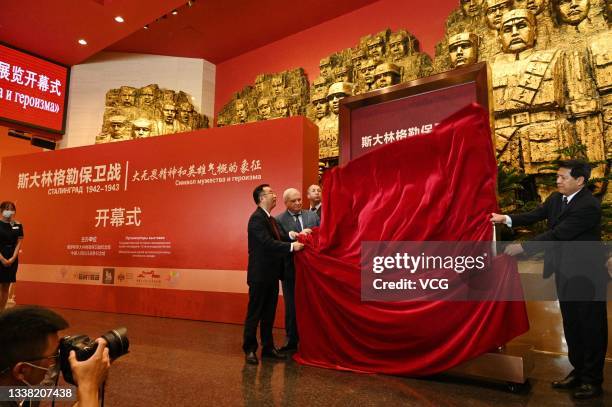 Russian Ambassador to China Andrey Denisov attends an opening ceremony of an exhibition on the Battle of Stalingrad at the Museum of the War of the...