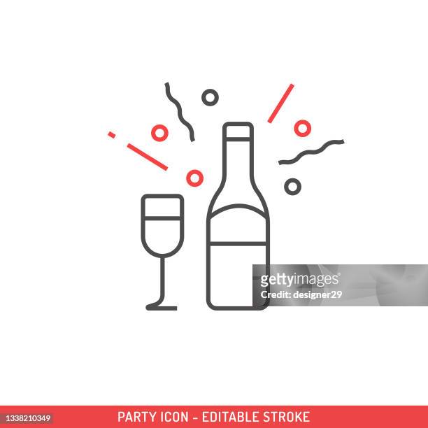 party icon editable stroke. champagne and celebration vector design. - champagne popping stock illustrations