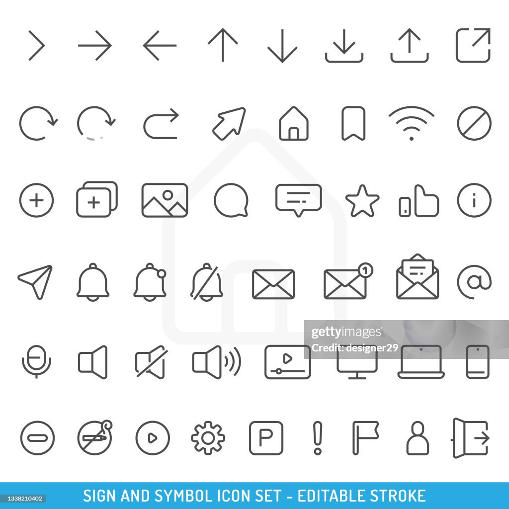 Sign and Symbol Icon Set Editable Stroke Vector Design.