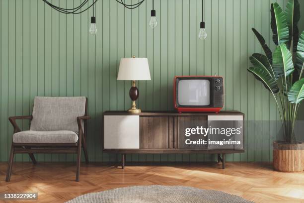 retro home interior - sixties stockfoto's en -beelden