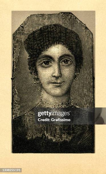 antique painting of woman from the tumbs of el fayjum 150 ad - circa 1st century stock illustrations