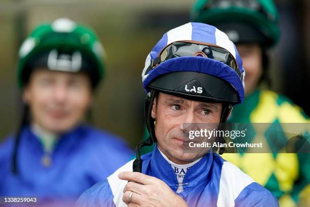 Dane O'Neill poses at Ascot Racecourse on September 04, 2021 in Ascot, England.