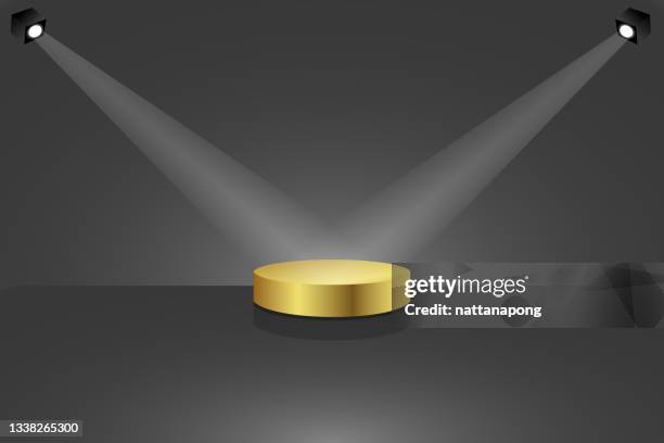 goldenes podium auf schwarzem hintergrund - sockel stock-grafiken, -clipart, -cartoons und -symbole