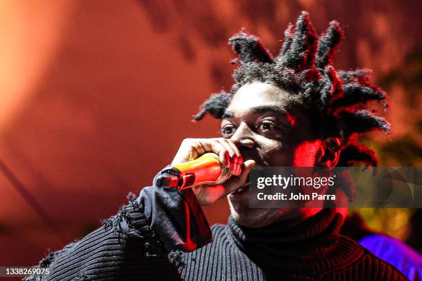 Kodak Black performs at the Miami Benefit concert for Haiti at Oasis Wynwood on September 03, 2021 in Miami, Florida.