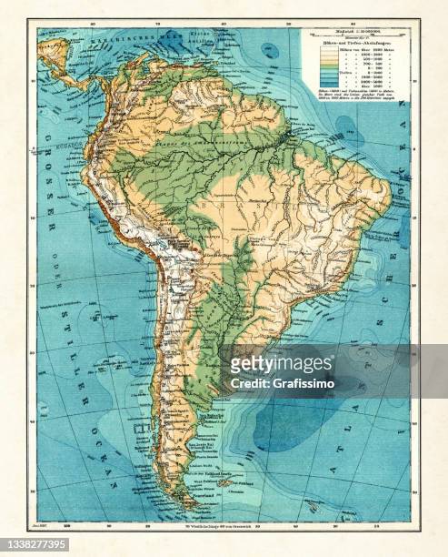 map of south america continent 1898 - south america stock illustrations
