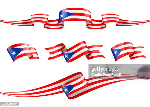puerto rico flag ribbon set - vector stock illustration - puerto rico stock illustrations