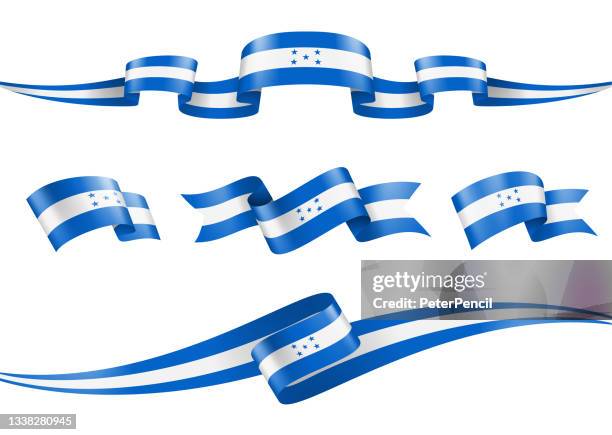 honduras flag ribbon set - vector stock illustration - honduras v united states stock illustrations