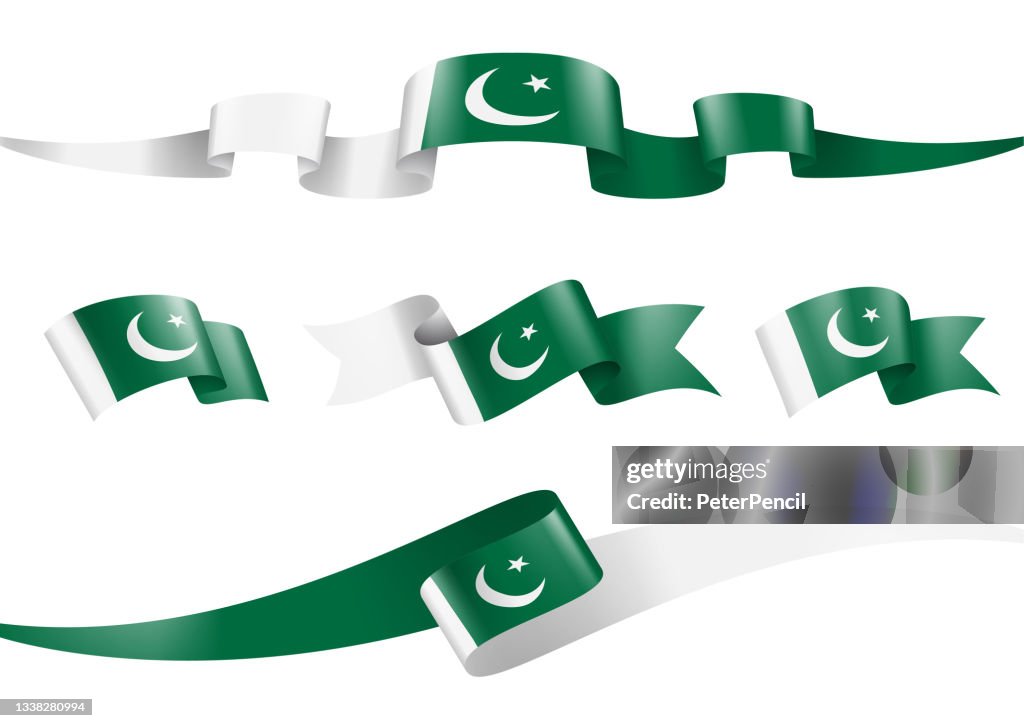 Blue Ribbon Pakistan Pakistan Flag Ribbon Set Vector Stock Illustration High-Res Vector ...