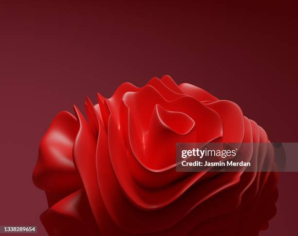 abstract twisted curved red shape - green which rose foto e immagini stock