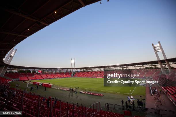 General view inside the stadium prior to the Liga Smartbank match betwen UD Almeria and Malaga CF at Municipal de Los Juegos Mediterraneos on...