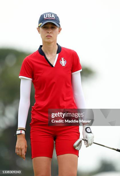Nelly Korda of Team USA walks on the eighth hole during the Foursomes Match on day one of the Solheim Cup at the Inverness Club on September 04, 2021...