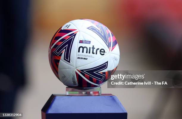 The Mitre match ball ahead of the Barclays FA Women's Super League match between Aston Villa Women and Leicester City Women at Bank's Stadium on...