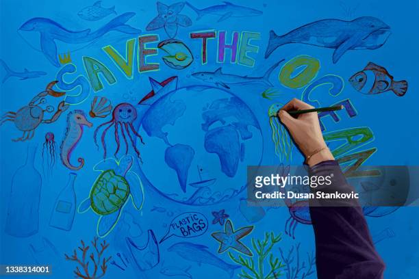 it's time to save our oceans - universal salvation stock illustrations