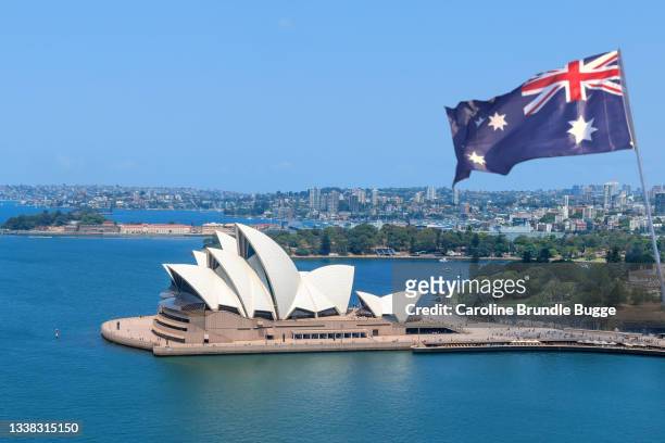 sydney opera house, sydney, australia - australia flag stock pictures, royalty-free photos & images