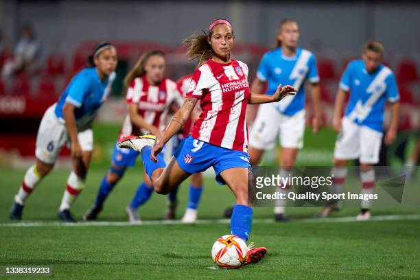 Deyna Castellanos of Atletico de Madrid Women scoring her team's fourth goal during Primera Division Femenina match between Atletico de Madrid Women...