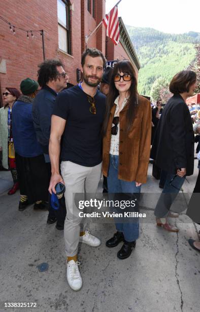 Jamie Dornan and Dakota Johnson attend the Telluride Film Festival on September 04, 2021 in Telluride, Colorado.