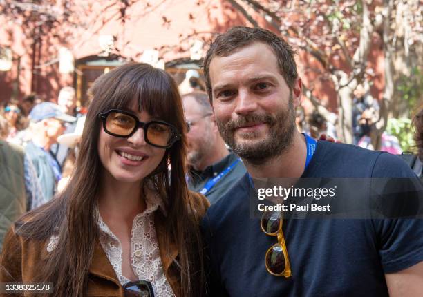 Dakota Johnson and Jamie Dornan attend the Telluride Film Festival on September 04, 2021 in Telluride, Colorado.