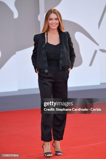 Caroline Receveur attends the red carpet of the movie "Competencia Oficial" during the 78th Venice International Film Festival on September 04, 2021...