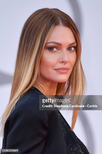 Caroline Receveur attends the red carpet of the movie "Competencia Oficial" during the 78th Venice International Film Festival on September 04, 2021...