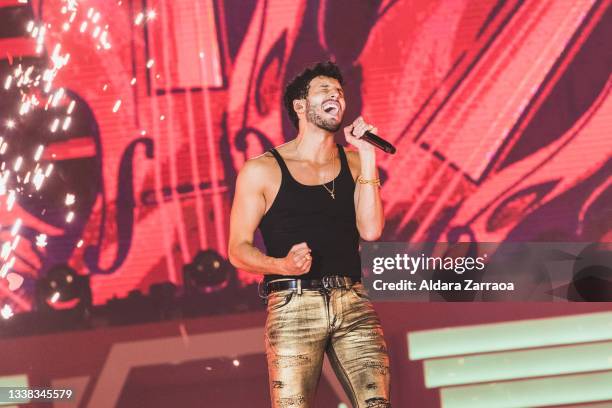 Colombian singer Sebastian Yatra performs on stage at Coca Cola Music Experience at Ifema on September 04, 2021 in Madrid, Spain.