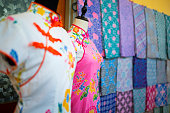 retail place Tailor studio workplace tradition batik fabric Fashion  workshop retail display