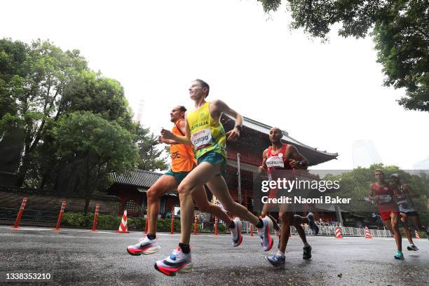 Jaryd Clifford of Team Australia competes in the Men's Marathon T12 in which is later wins the silver medal on day 12 of the Tokyo 2020 Paralympic...