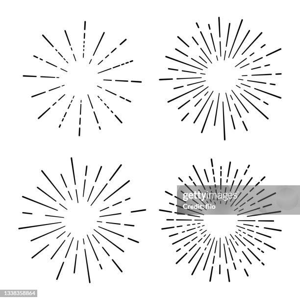 ilustraciones, imágenes clip art, dibujos animados e iconos de stock de burst excitement lines elementos de diseño sorpresa - firework display