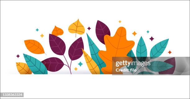 ilustraciones, imágenes clip art, dibujos animados e iconos de stock de borde de hojas de otoño de otoño - autumn leaf color