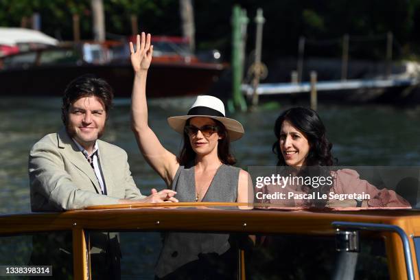 Tom Burke, Ruth Wilson and Harry Wootliff arrive at the 78th Venice International Film Festival on September 05, 2021 in Venice, Italy.