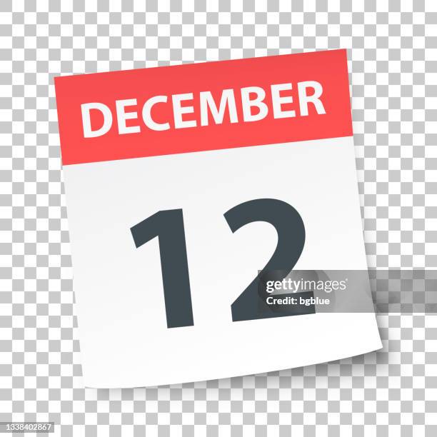 stockillustraties, clipart, cartoons en iconen met december 12 - daily calendar on blank background - day 12