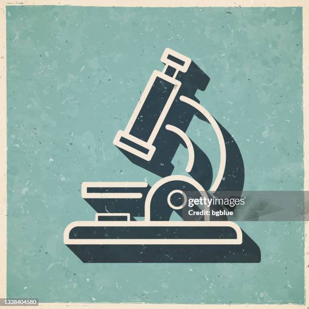 microscope. icon in retro vintage style - old textured paper - microscopic texture stock illustrations
