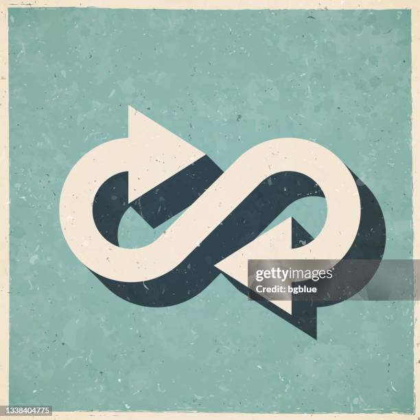 infinite direction arrow. icon in retro vintage style - old textured paper - multimedia background stock illustrations
