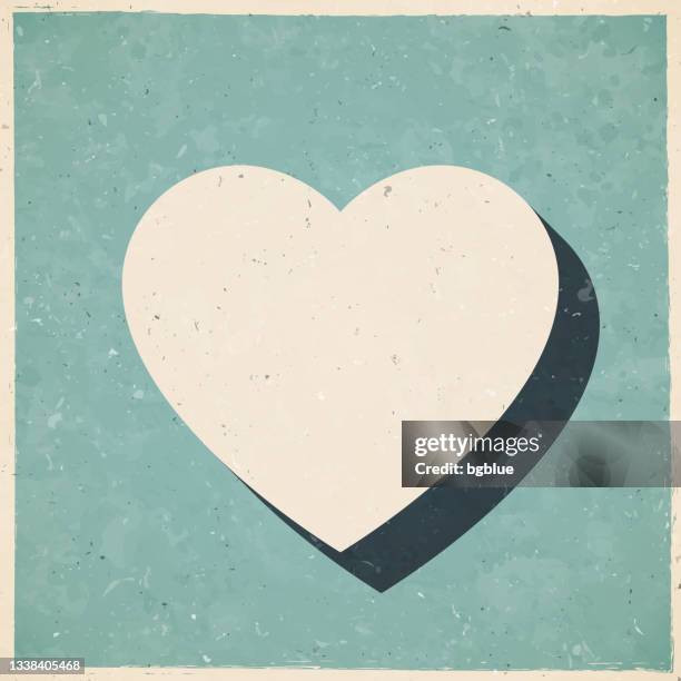 heart. icon in retro vintage style - old textured paper - long shadow shadow stock illustrations