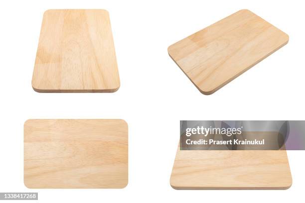 wooden cutting board or wooden table on a white background - white table top stock pictures, royalty-free photos & images