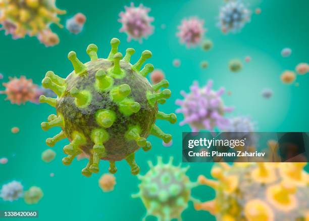 coronavirus covid-19 3d render - virus organism stock pictures, royalty-free photos & images