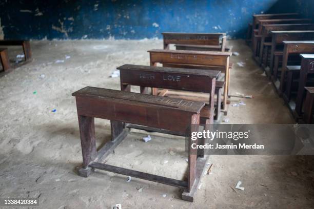 old poor school classroom - unwanted present stock pictures, royalty-free photos & images