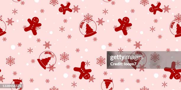 christmas seamless pattern - pixel perfect - gingerbread man sketch stock illustrations