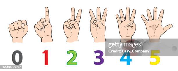 fingers for teaching early counting in children education stock illustrationhands - body parts number 0, 1, 2, 3, 4, 5 - right hand stock illustrations