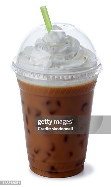 iced mocha coffee with whipped cream - iced coffee stock pictures, royalty-free photos & images